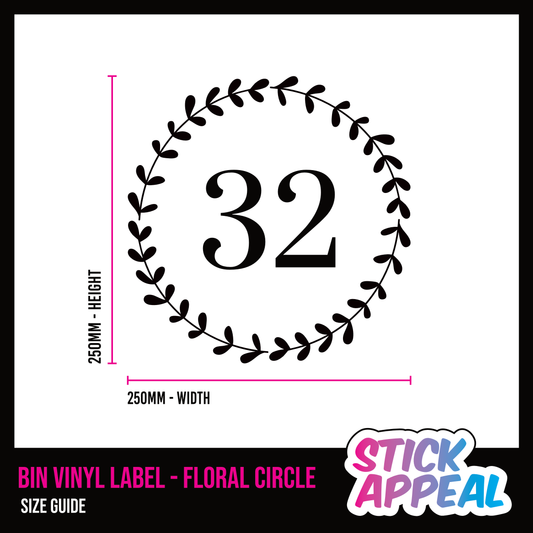 Outside Bin Vinyl Labels - Floral Circle