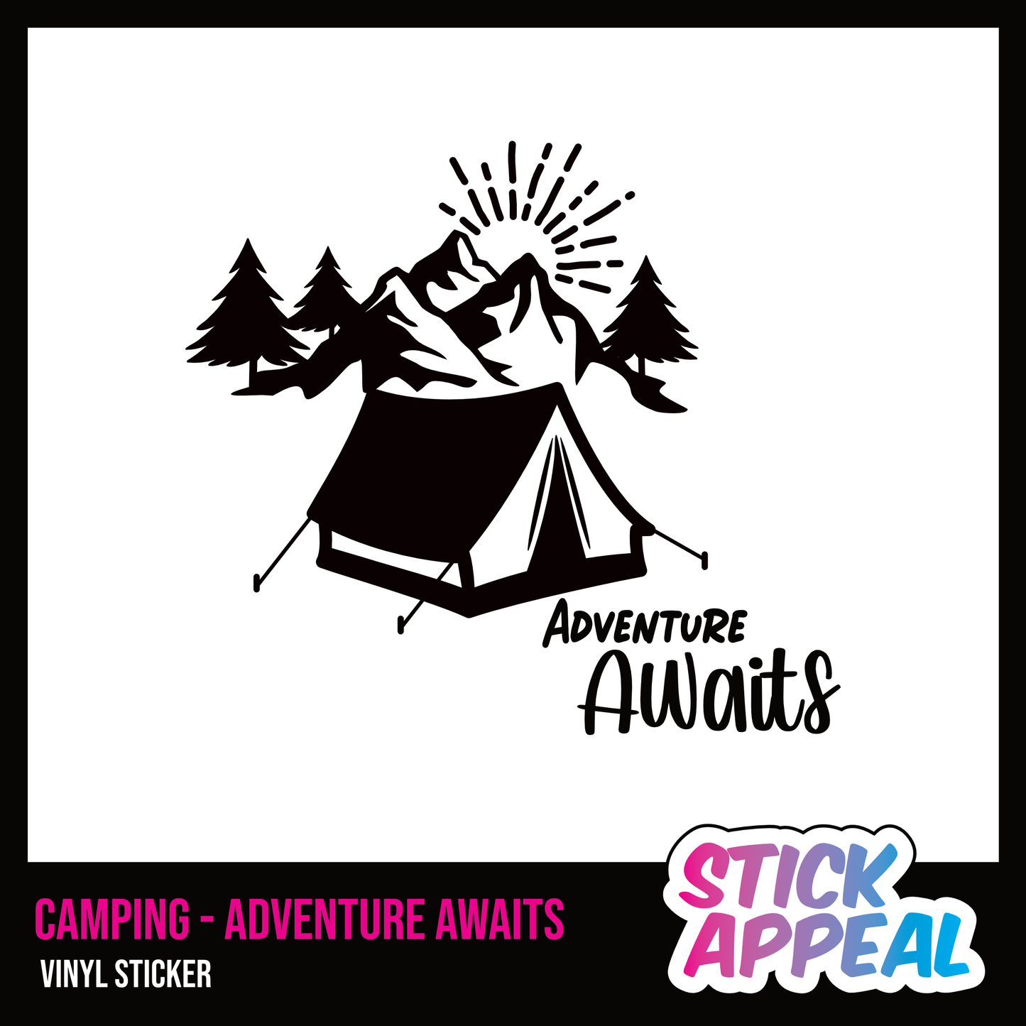 Camping - Adventure Awaits Vinyl Sticker