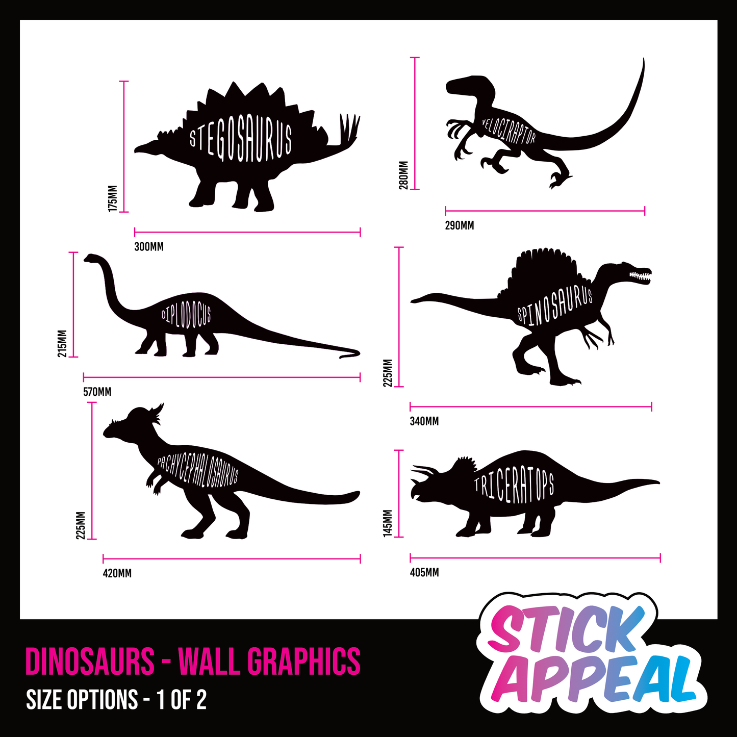 Dinosaur Vinyl Wall Graphics Set