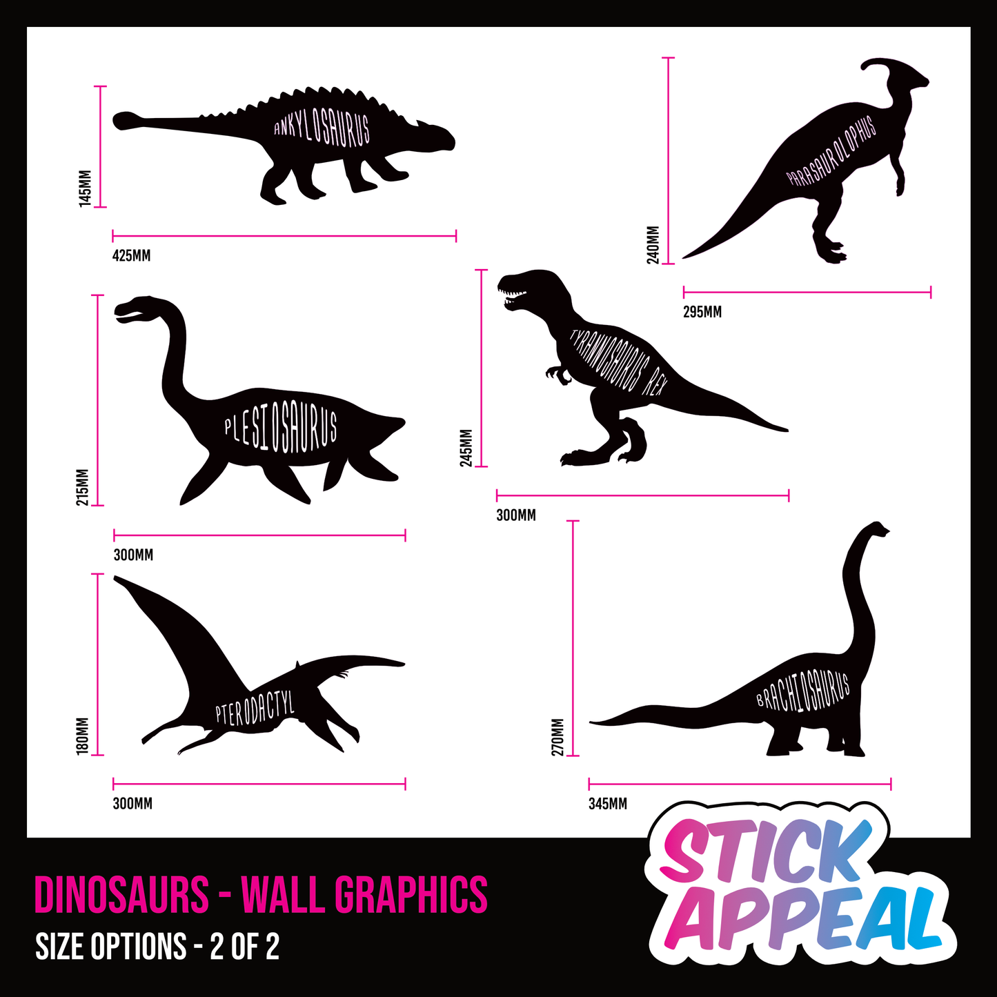 Dinosaur Vinyl Wall Graphics Set