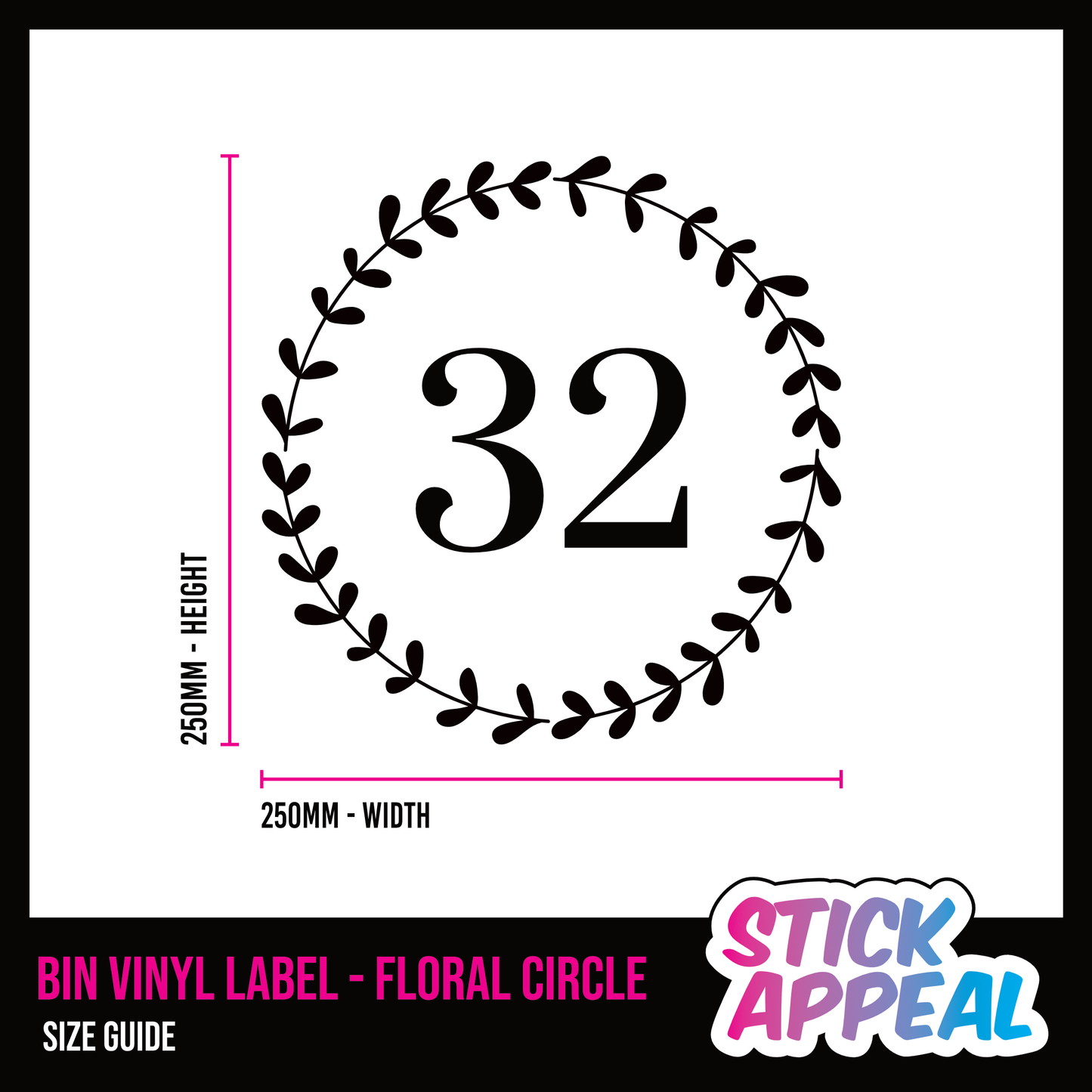 Outside Bin Vinyl Labels - Floral Circle