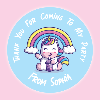 Unicorn - Party Stickers - Thank You