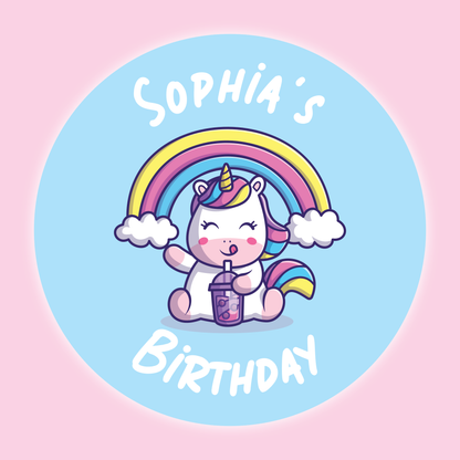Unicorn - Party Stickers - Birthday
