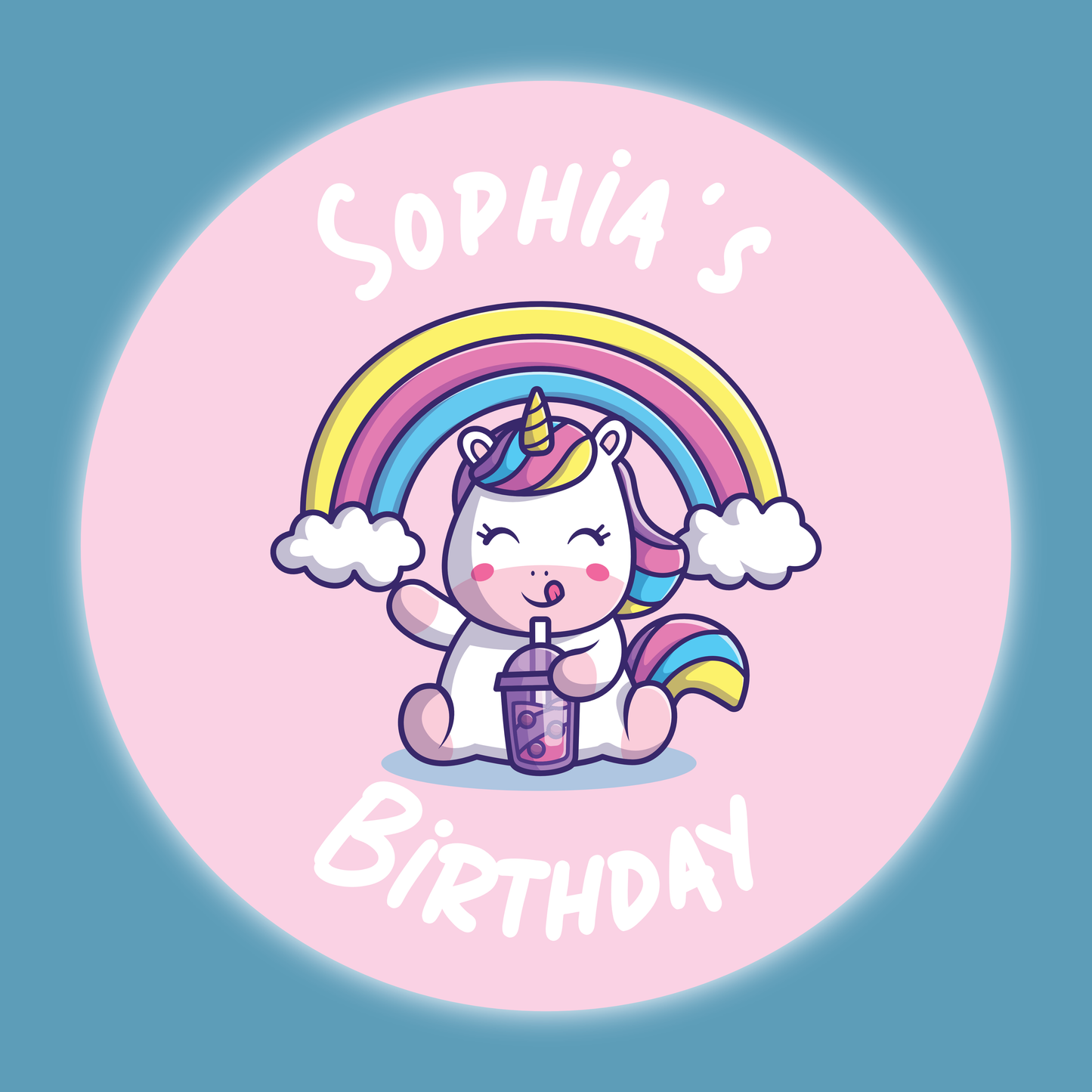 Unicorn - Party Stickers - Birthday