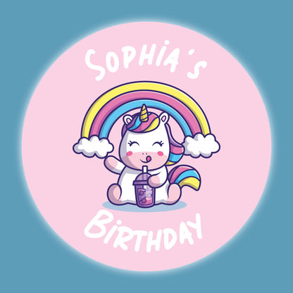 Unicorn - Party Stickers - Birthday
