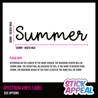 Spectrum Name Vinyl Label