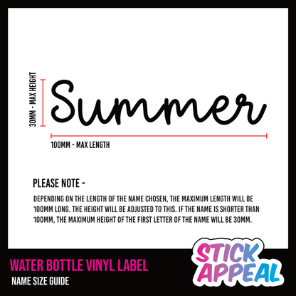 Water Bottle Vinyl Name Label